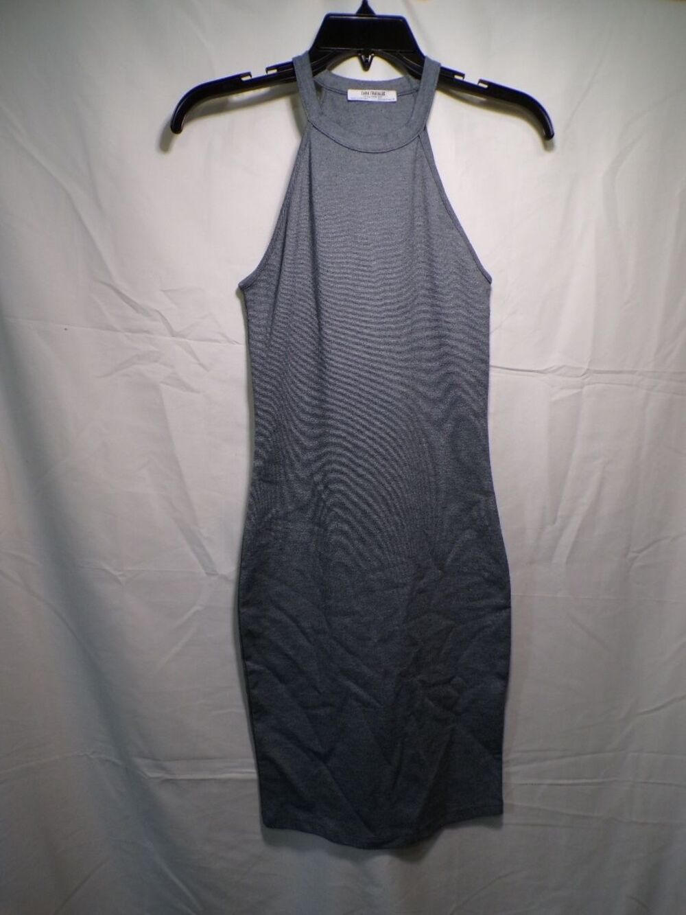 Zara Trafaluc Women's Gray Halter Bodycon Midi Dress Size S